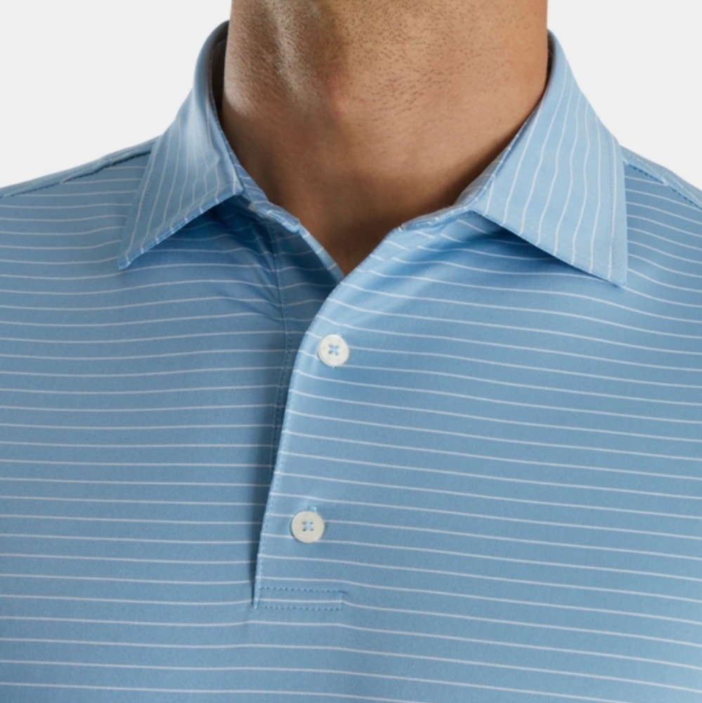 Men's Blue Striped FootJoy Polo - Picture 4 of 4